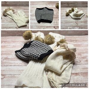 3 Pair Cozy Boot Socks Leg Warmers Cream Black White Accessories Set
